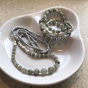 Smoky Green and Gray Necklace and Bracelet Set